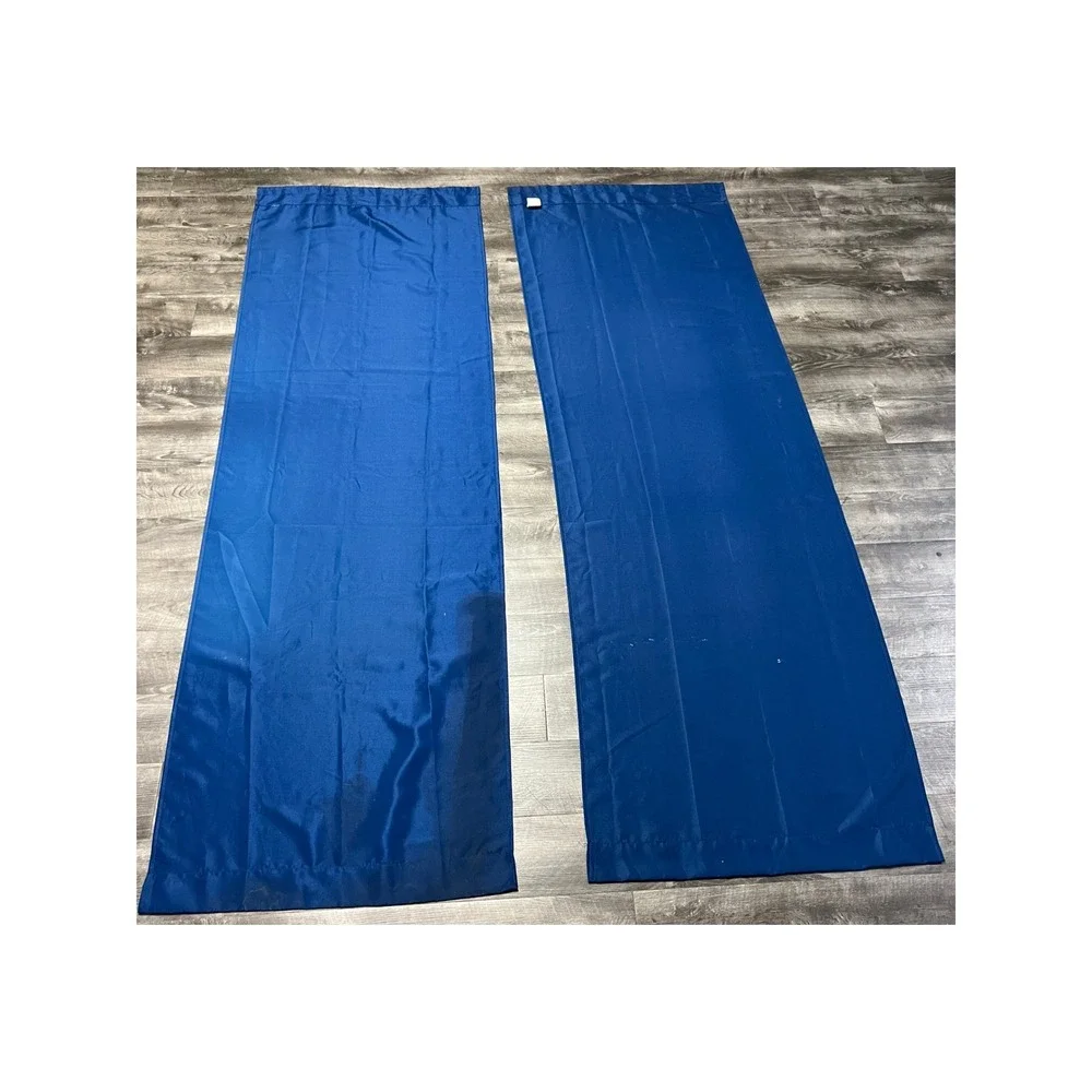 Mainstays Navy Ship Sailcloth Curtain Panel Pair 28x84 Blue Polyester Rod Pocket